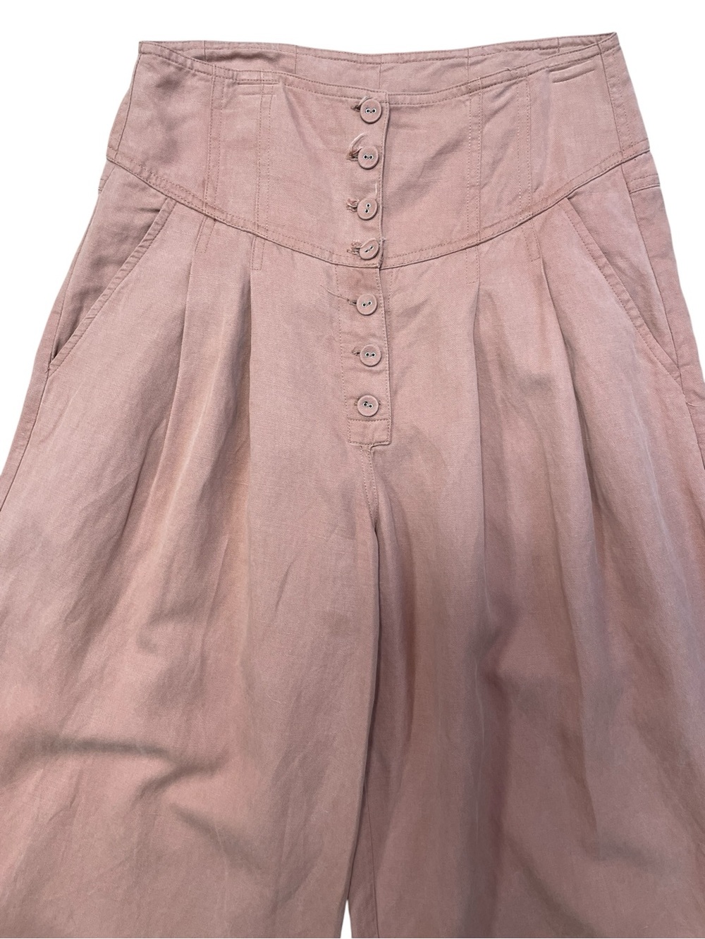 Ulla Johnson Wide-Leg High-Waist Reid Pants Dusty Rose Pink Size 2 - Picture 2 of 16